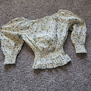 Vintage DKNY floral puff sleeve peasant blouse